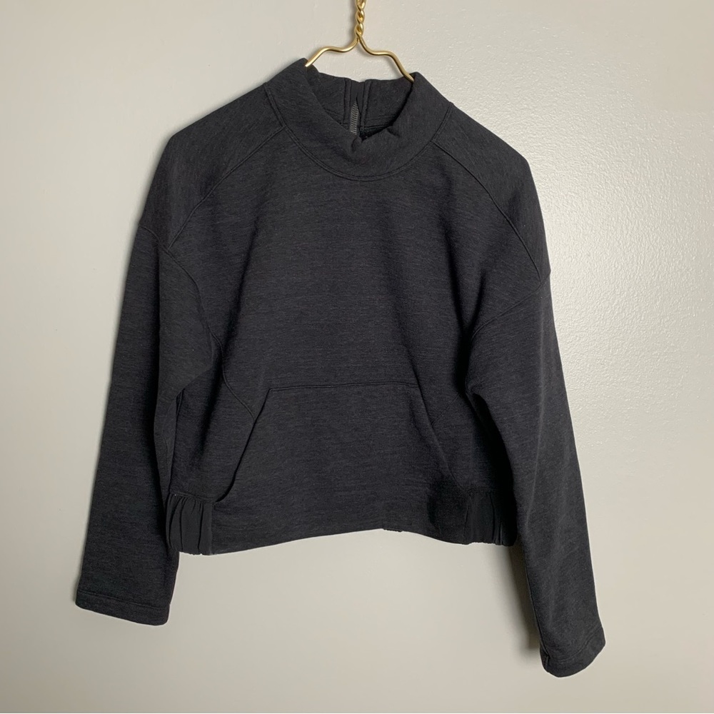Lululemon Light As Warmth Crew pullover sweatshirt Heathered Core Black size 8​ - Picture 4 of 12